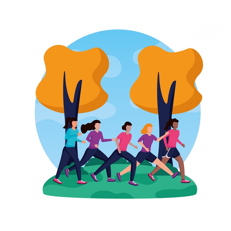 Free Vector people running activity