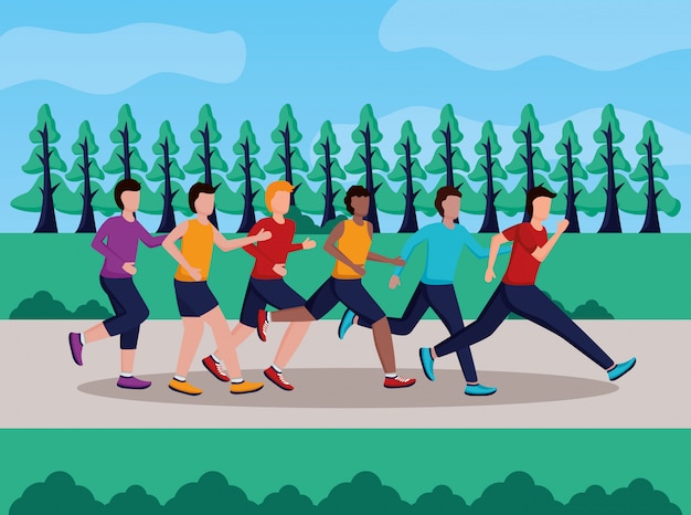 Бесплатное векторное изображение Люди, бегущие деятельность