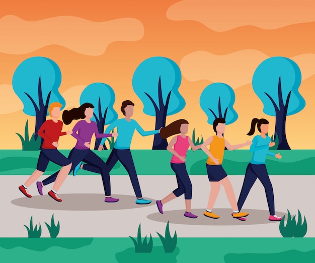 Free vector people running activity