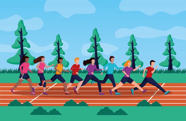 Free vector people running activity