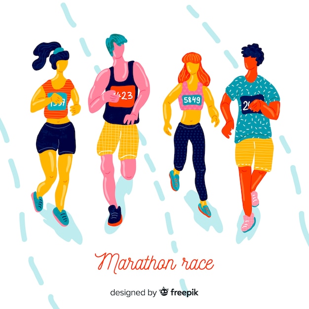 Free vector people running a marathon race