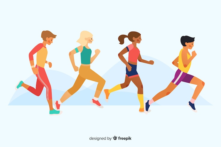 Free Vector people running a marathon race