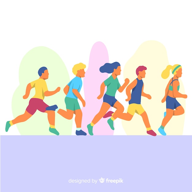 Free vector people running a marathon race