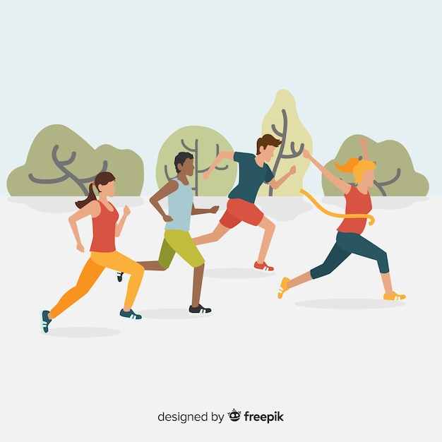 people running a marathon race