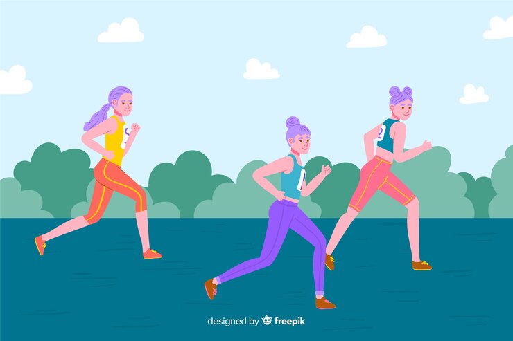 무료 Vector 마라톤 경주를하는 사람들