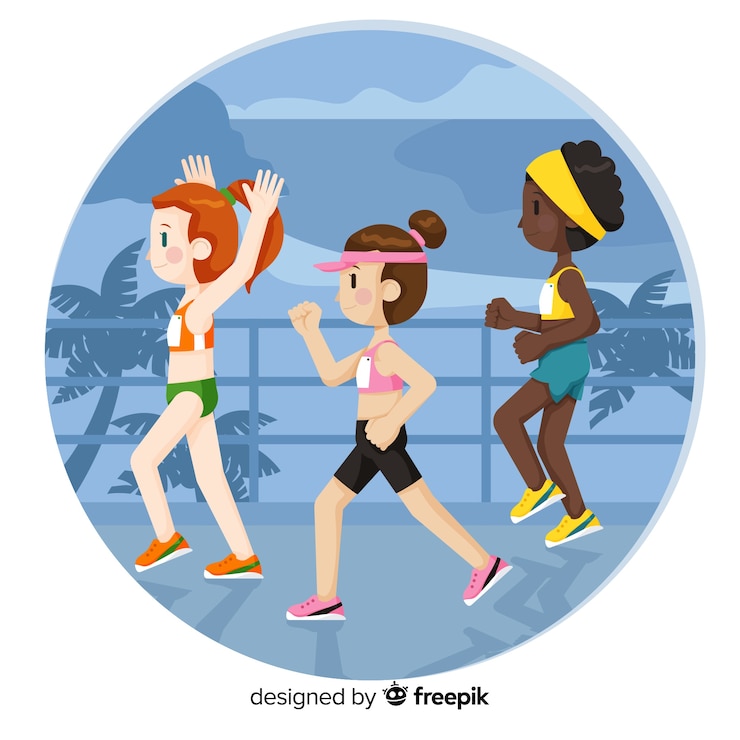 Free Vector people running a marathon race