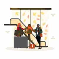 Free vector people shopping in autumn clothes