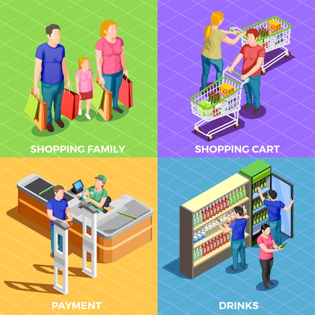 People shopping isometric