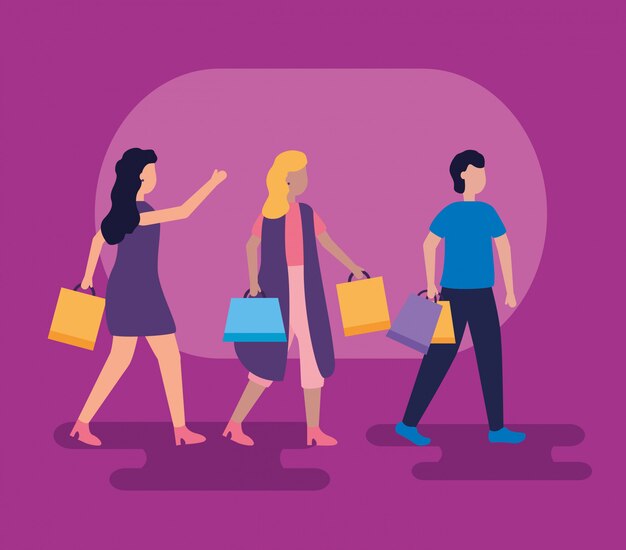 People shopping with bags