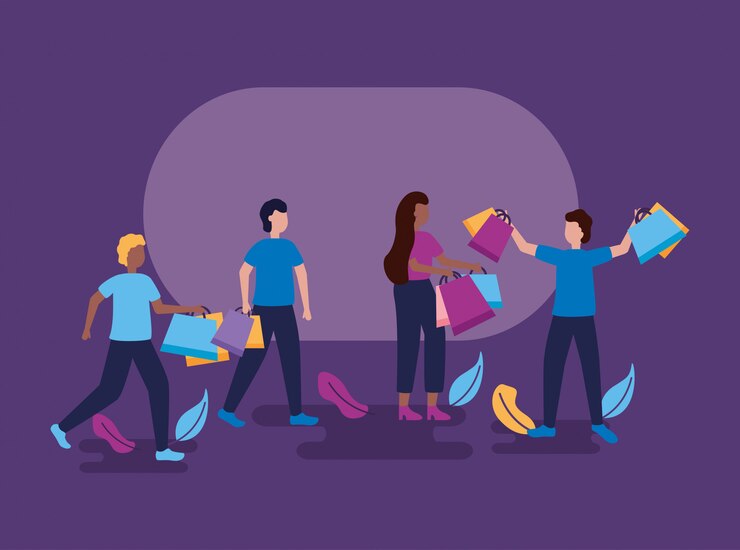 Free Vector people shopping with bags