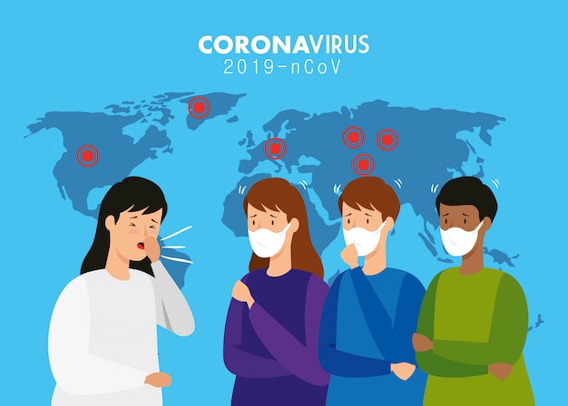 Free vector people sick of coronavirus 2019 ncov