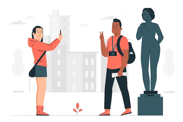 Free vector people sightseeing outdoors concept illustration