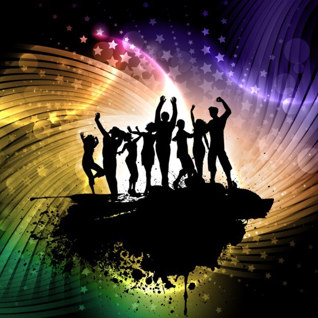 Free Vector people silhouettes in colorful and shiny background