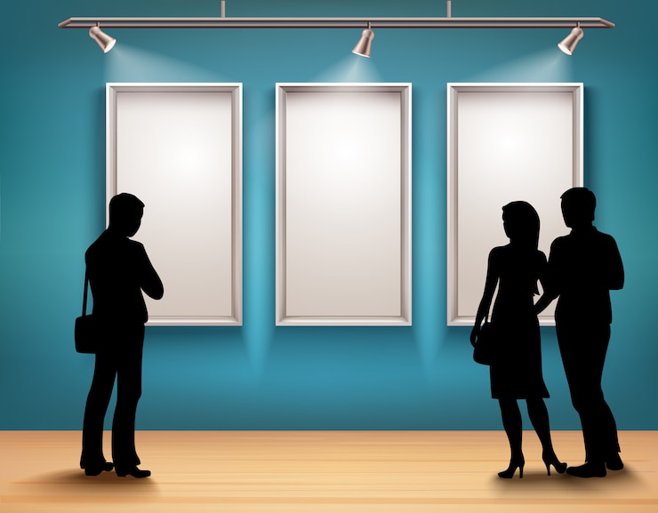 Free Vector people silhouettes in gallery