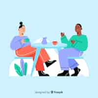 Free vector people sitting at café flat design