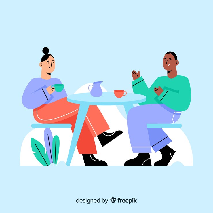 Free Vector people sitting at café flat design