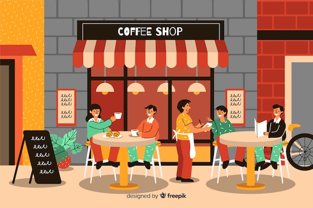 Free vector people sitting at a cafe