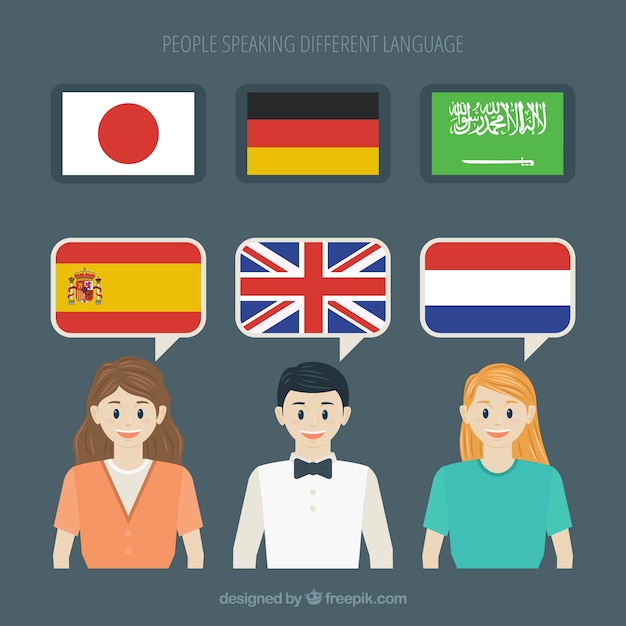 Vettore gratuito persone che parlano lingue diverse con design piatto