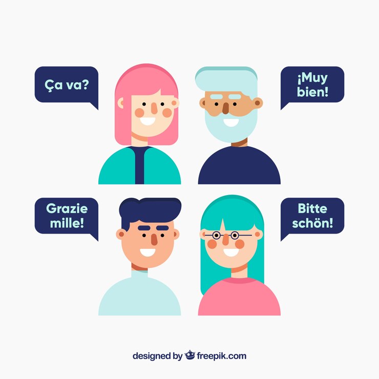Free Vector people speaking different languages with flat design
