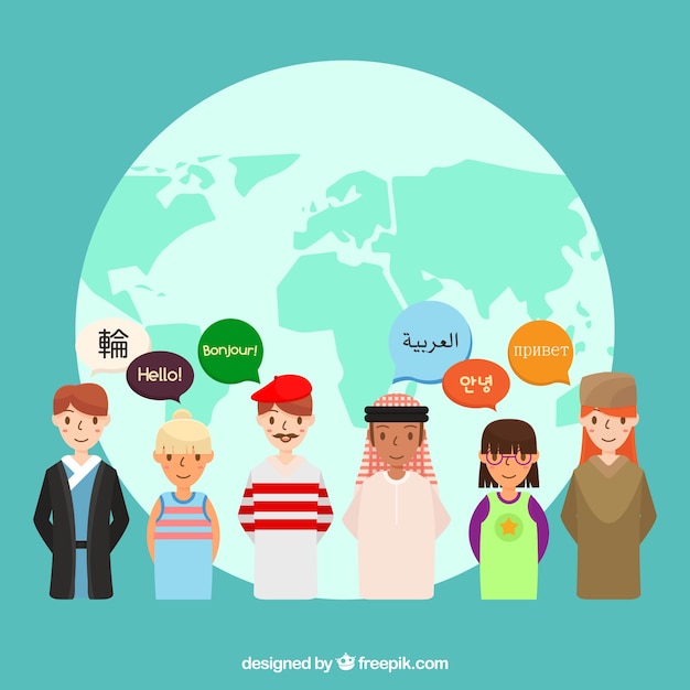 Free vector people speaking different languages with flat design