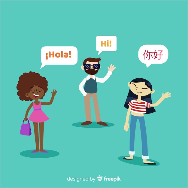 Free vector people speaking different languages with flat design