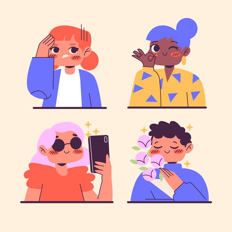 Free Vector people stickers collection