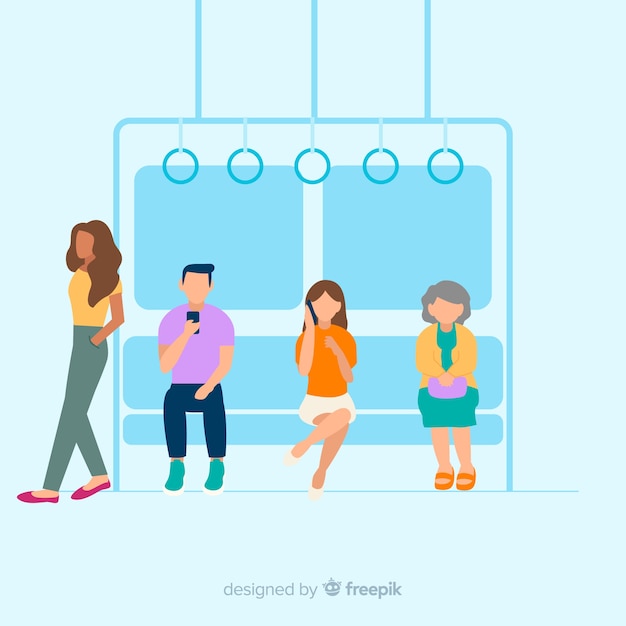 Free vector people on the subway background