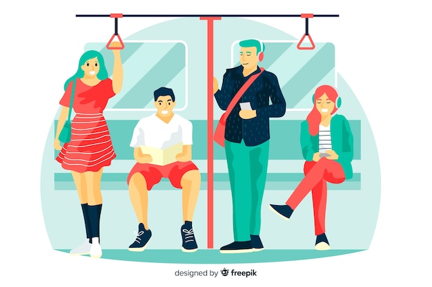 Free vector people on the subway background