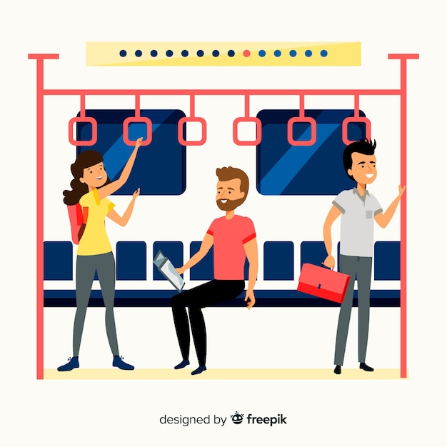 People on the subway flat design