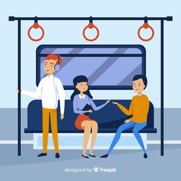 Free vector people on the subway flat design