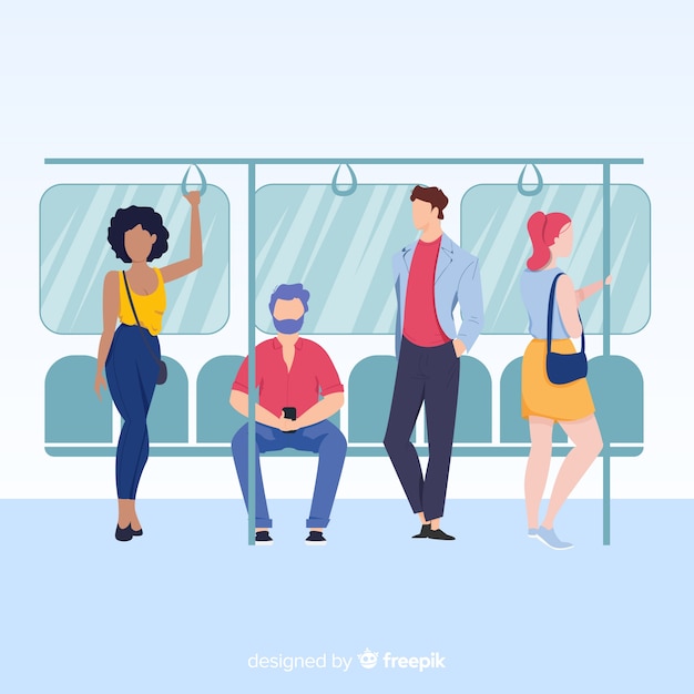 Free vector people on the subway