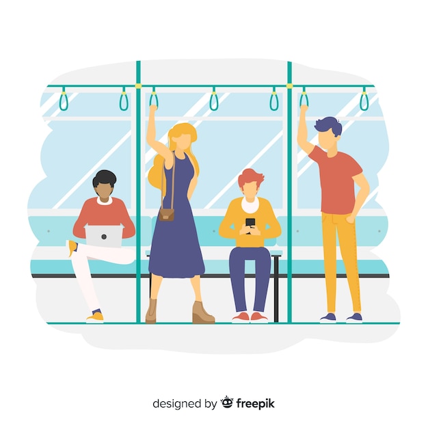 Free vector people on the subway