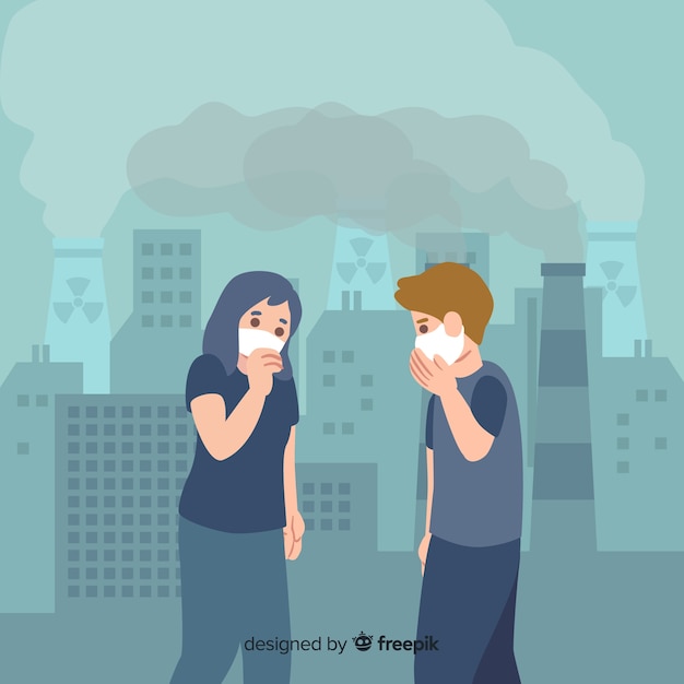 Free vector people suffering contamination flat background