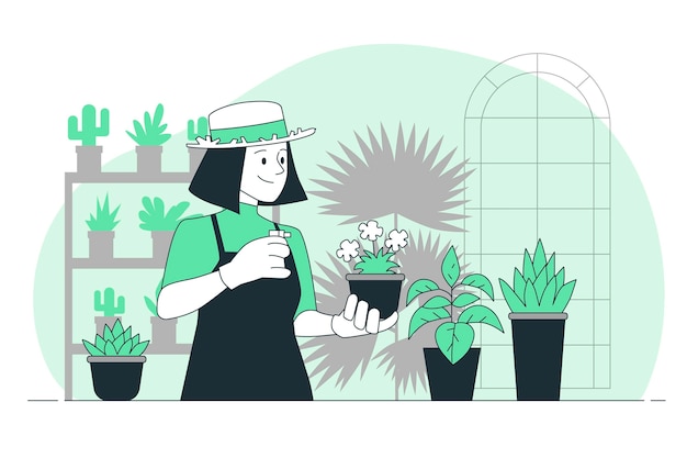 無料ベクター 植物の世話をする人のコンセプトイラスト