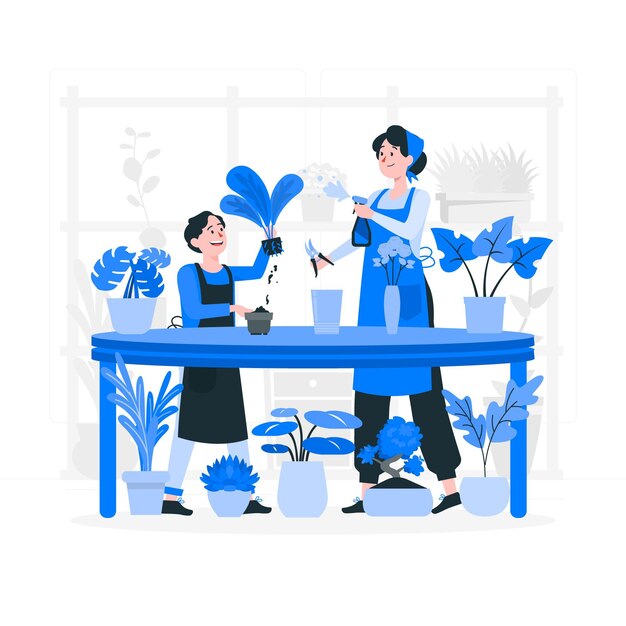 People taking care of plant concept illustration