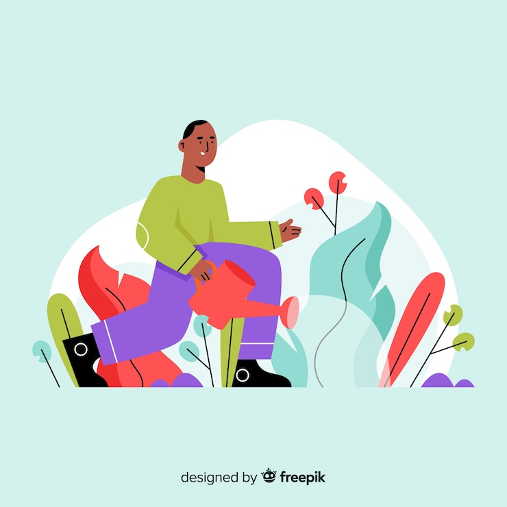 Free Vector people taking care of plants