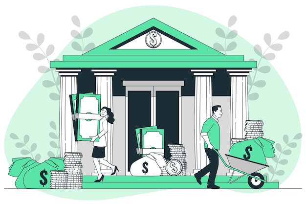 Бесплатное векторное изображение Люди берут деньги из иллюстрации концепции банка