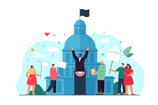 Free vector people taking part in political event flat illustration