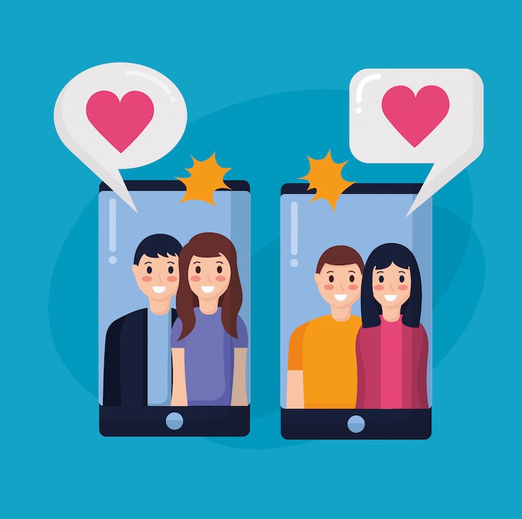 Free Vector people taking selfie