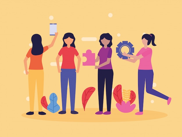 Free vector people teamwork flat design image