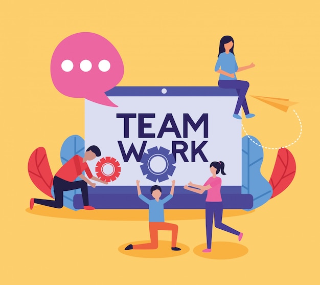 Free vector people teamwork flat design image