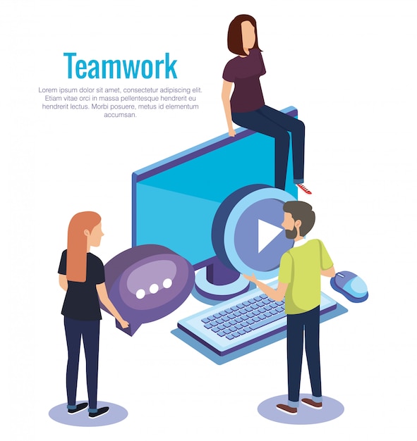 People teamwork with desktop