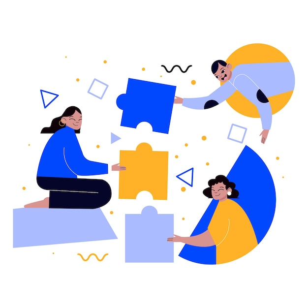People teamworking in a project illustrated