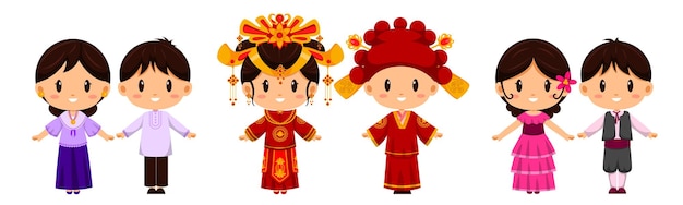 People in Traditional Clothing character. International dress represents the culture of peoples around the world