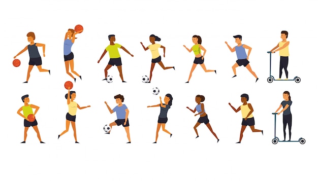 Free vector people training sports cartoon