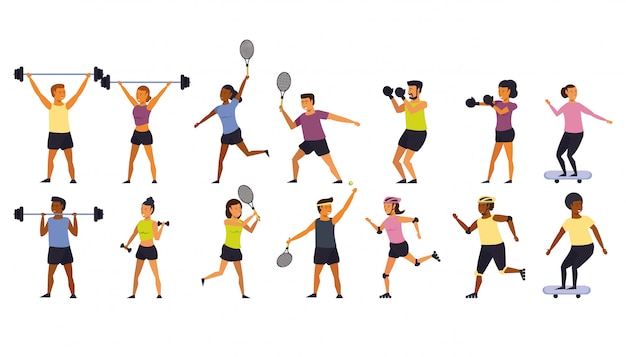 Free vector people training sports cartoon