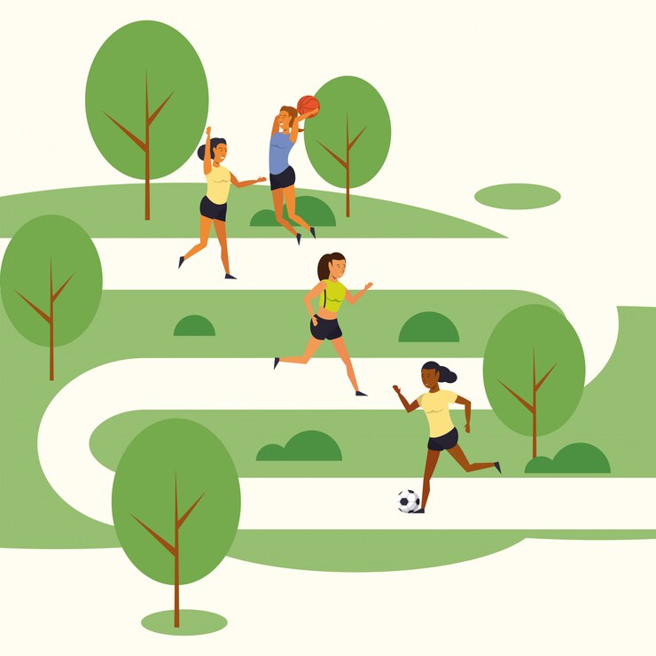 Free Vector people training sports at park