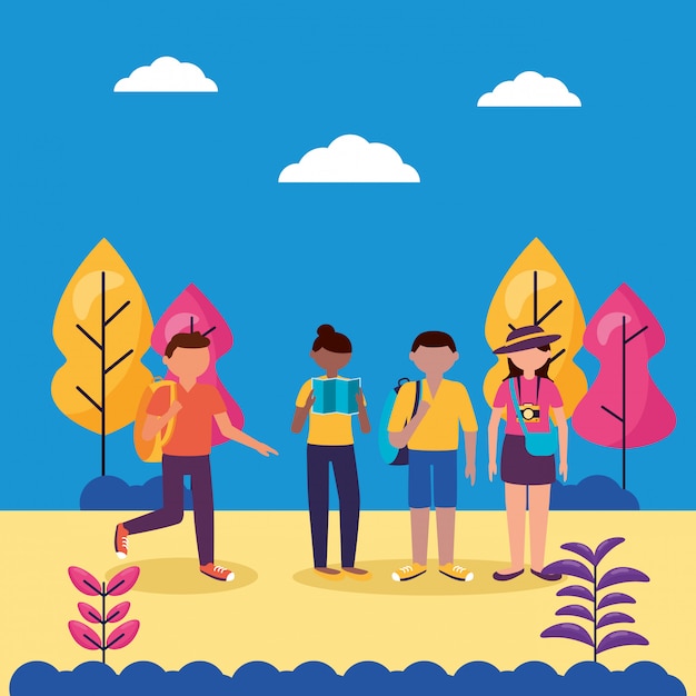 People and travel flat design