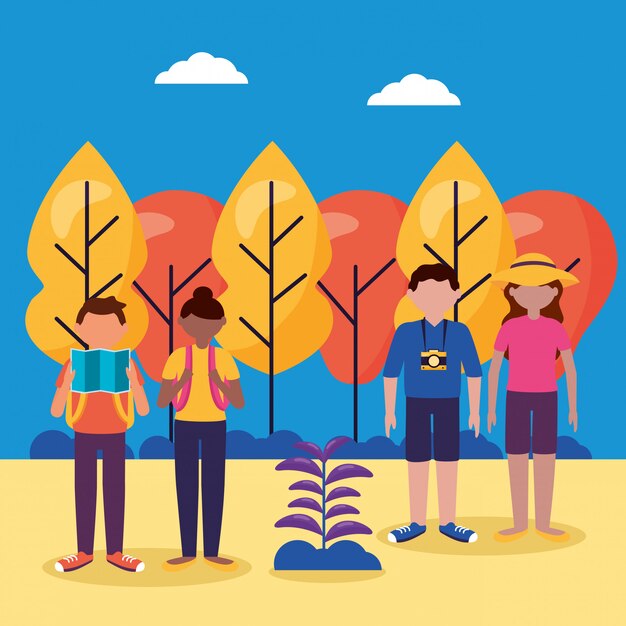 People and travel flat design