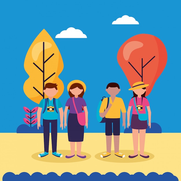 People and travel flat design